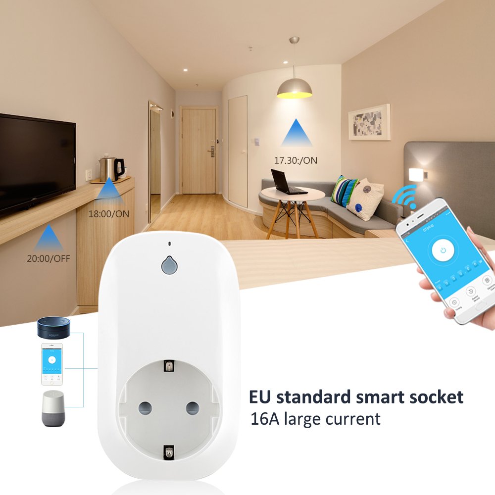 High Quality Smart Socket Wifi 16A Socket Plugs CE/RoHs Socket Outlet Free APP