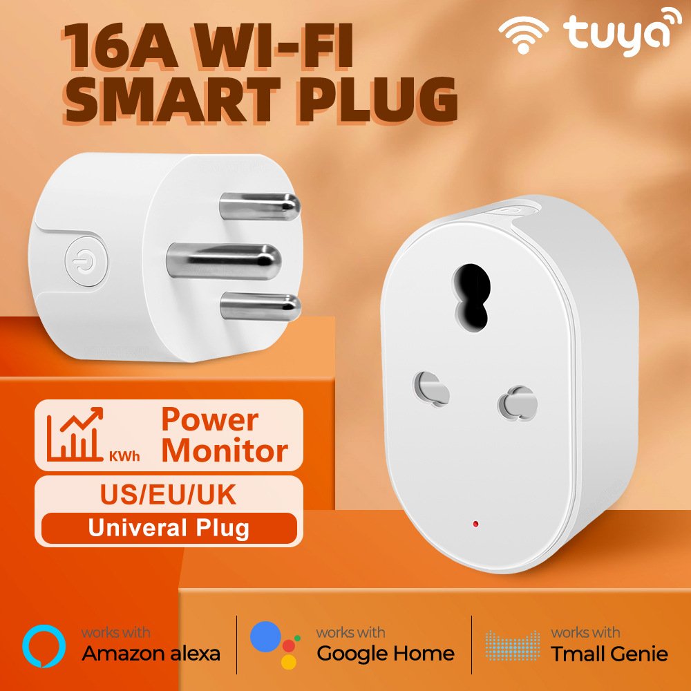 South Africa/India tuya WiFi Smart Plug socket Voice Control by Alexa/Google Assistant 16A with energy monitoring