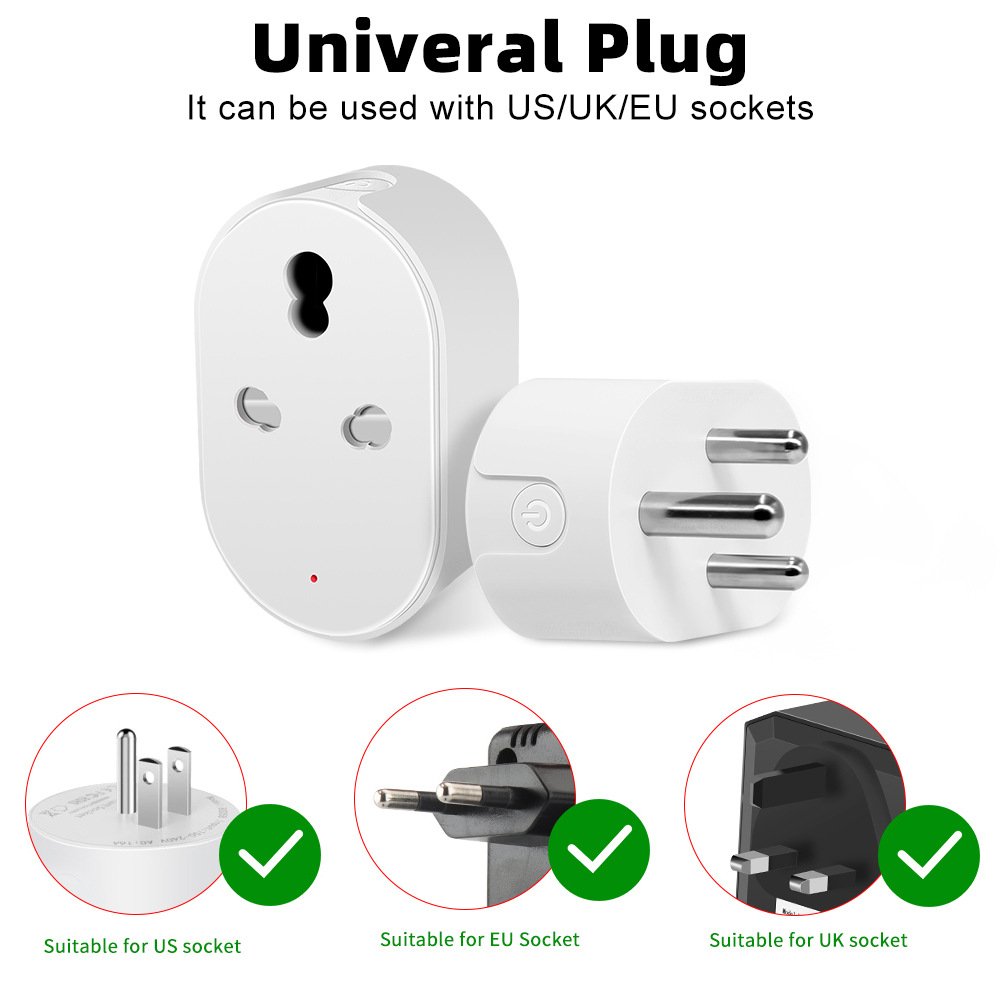 South Africa/India tuya WiFi Smart Plug socket Voice Control by Alexa/Google Assistant 16A with energy monitoring