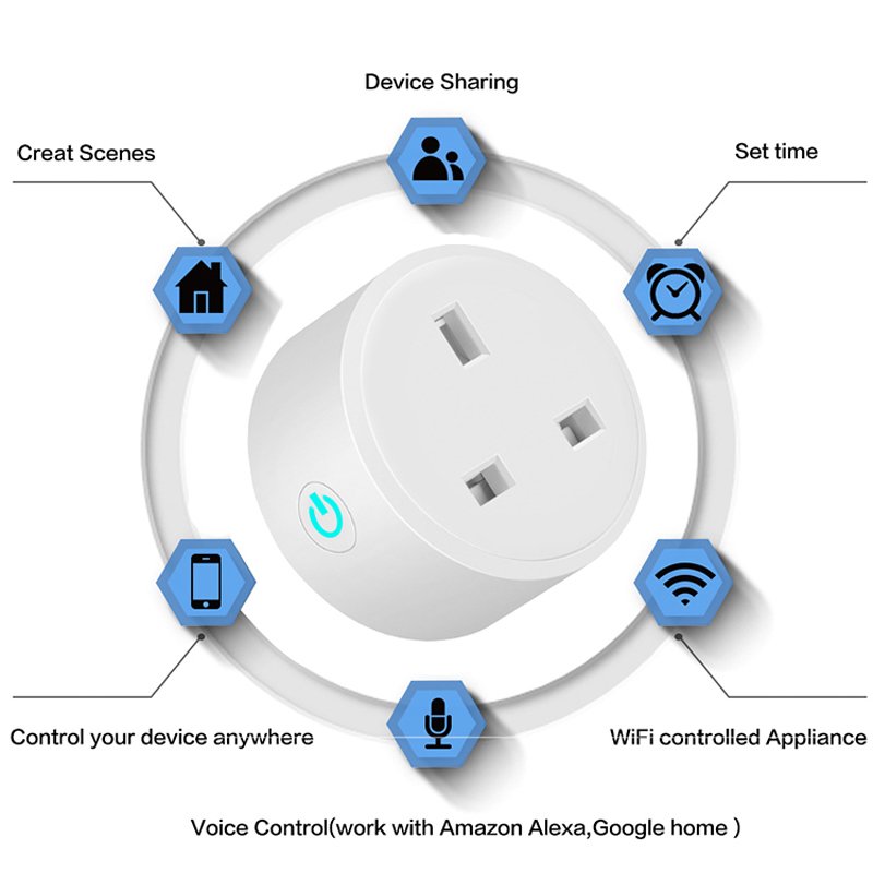 LEDEAST TP24 UK Standard Home Electrical Wireless Tuya App WiFi Socket 16A 220v Smart Wifi Remote Control Plug