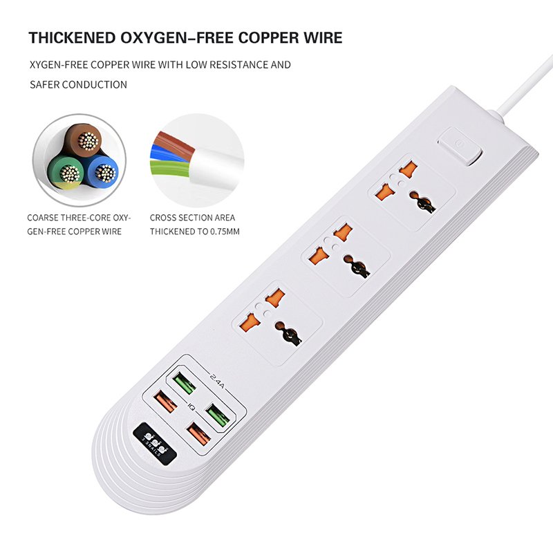 New Universal 3ac Outltes With 4usb Us Plugs Uk Eu Socket Pc Fire Retsrdant Material
