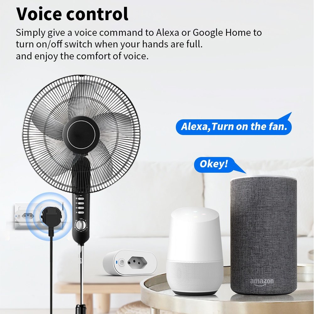 SIXWGH Tuya Smart Socket Plug WiFi Brazil 16A Adaptador Timer Suporte SmartLife App control Google Home Alexa