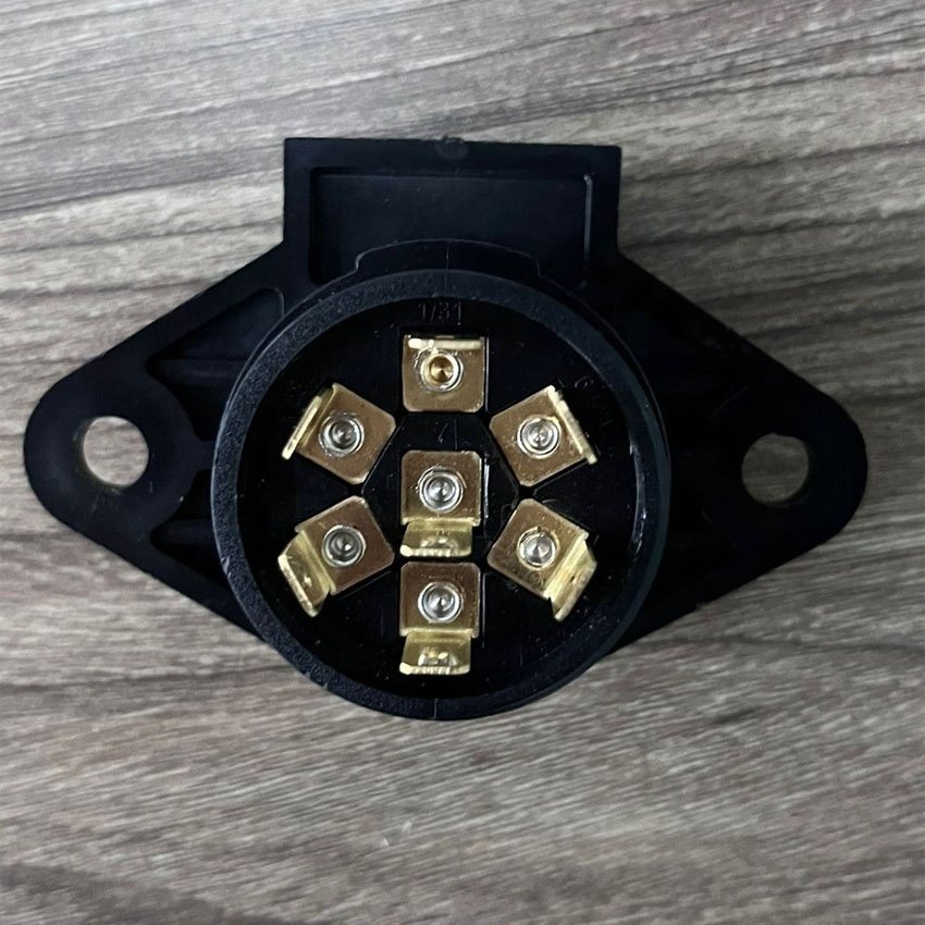 24v 7pin trailer female set with spring 7poles connector 7way round pin trailer socket