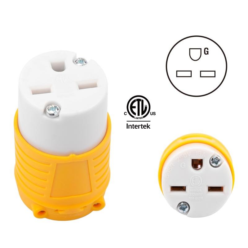 NEMA 6-15R Replacement Outlet, 15A 250V Replacement Plug for Extension Cord, cETLus Certificated