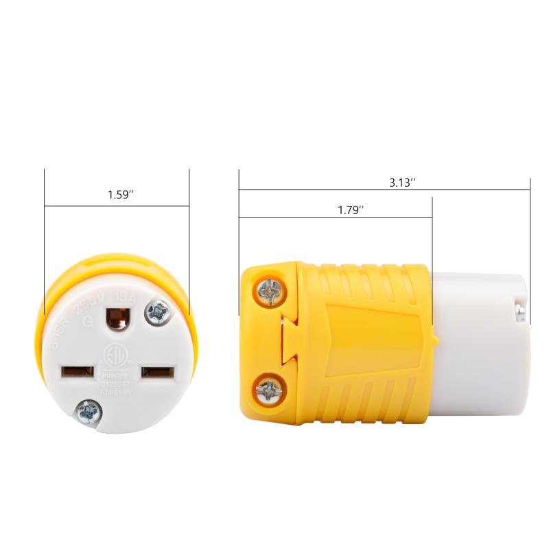 NEMA 6-15R Replacement Outlet, 15A 250V Replacement Plug for Extension Cord, cETLus Certificated