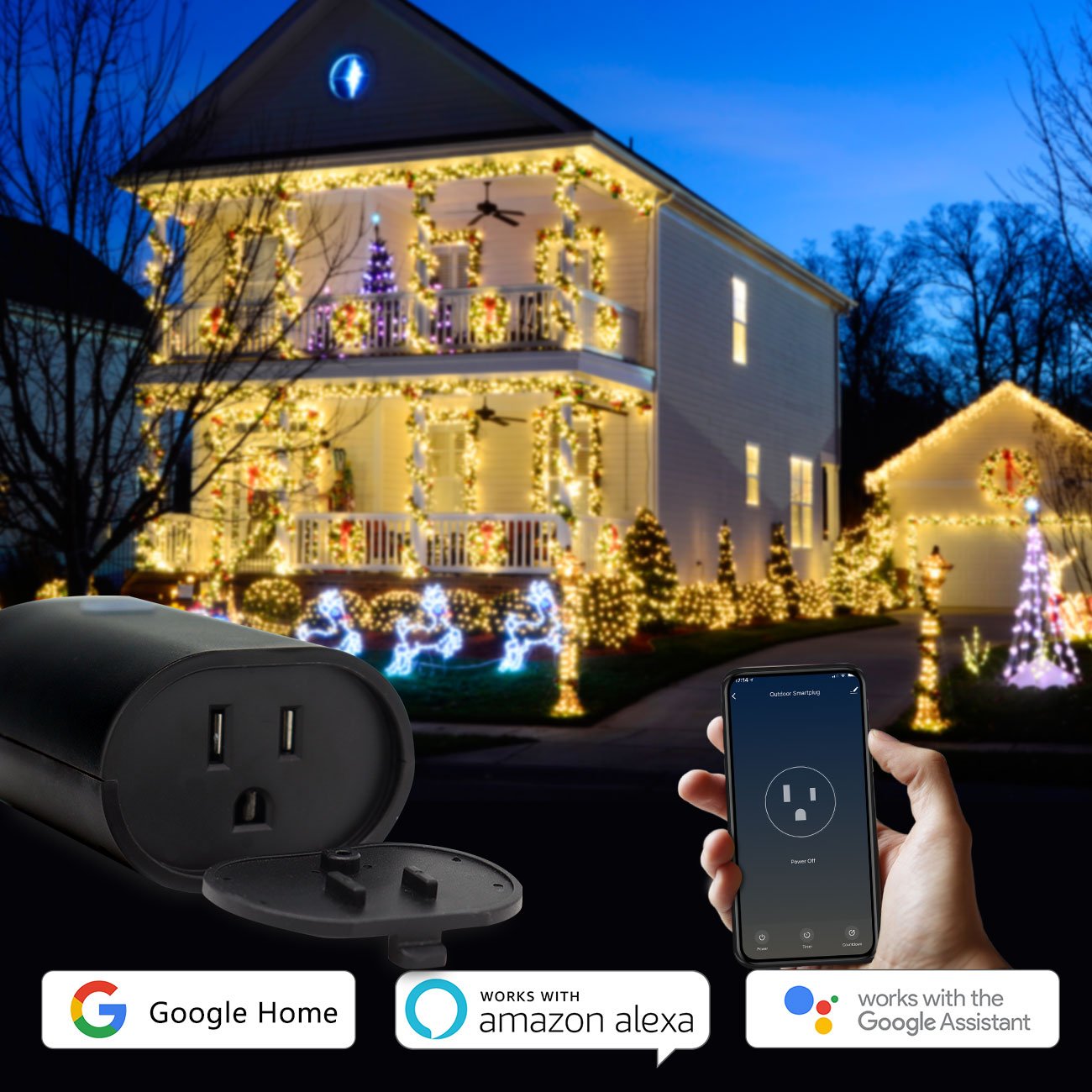 WiFi Outdoor Mini IP65 Waterproof Smart Power Outlet Socket Wireless Control Outdoor Surge Protector Waterproof APP Voice Plug