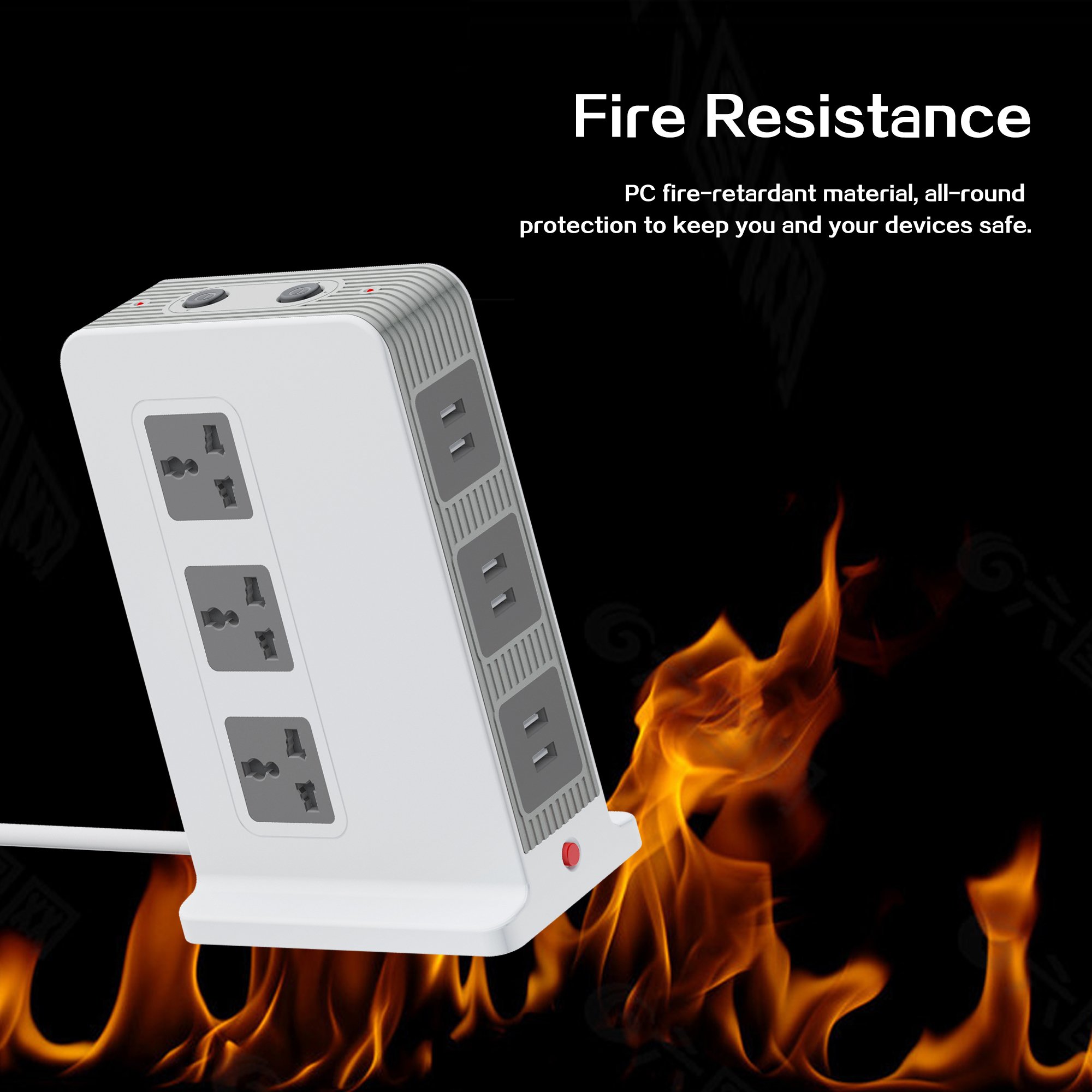 Ultra Thin Universal Power Strip Overload Protection Switch Vertical Tower Electric Multi Layer Plug Extension Board For Desktop