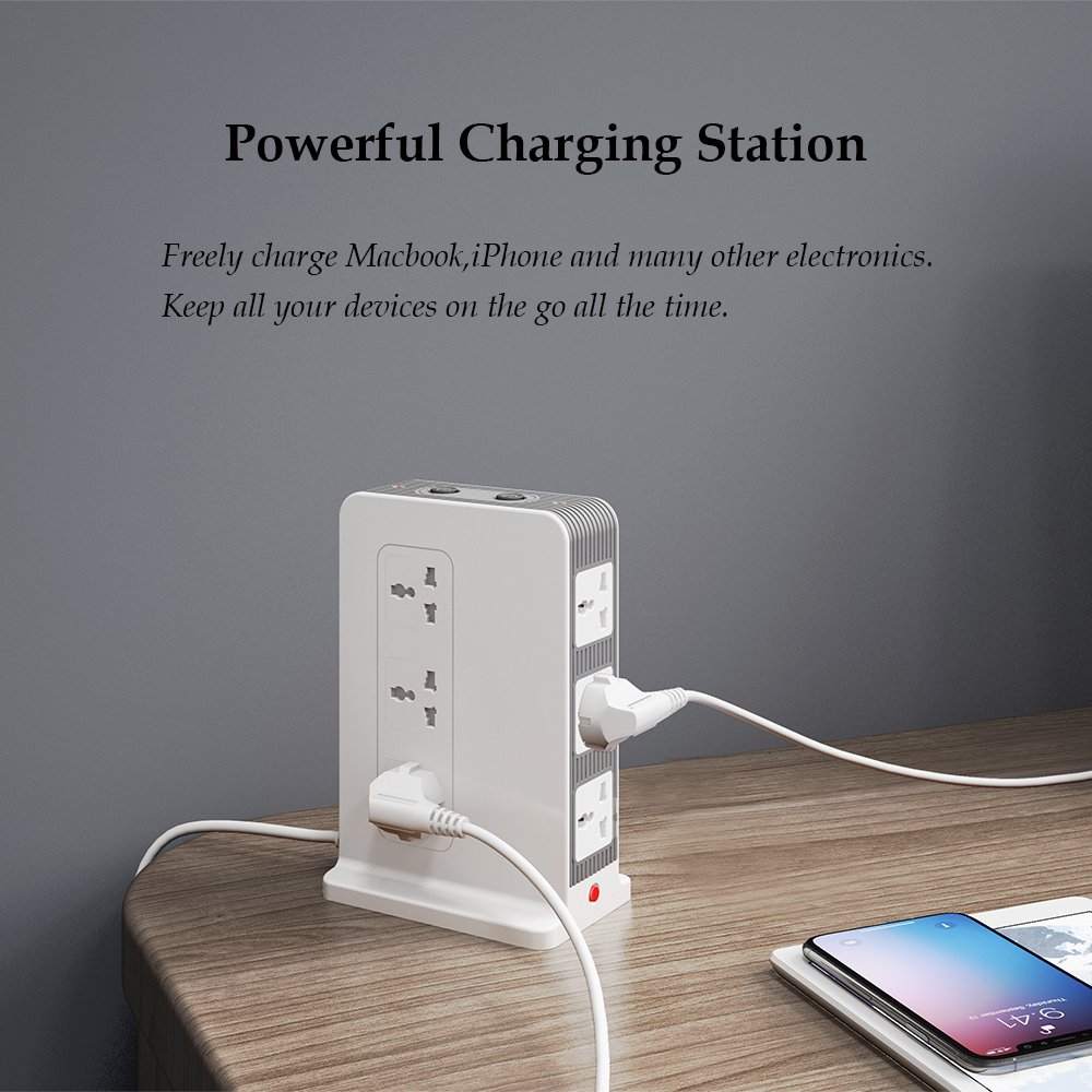 Ultra Thin Universal Power Strip Overload Protection Switch Vertical Tower Electric Multi Layer Plug Extension Board For Desktop