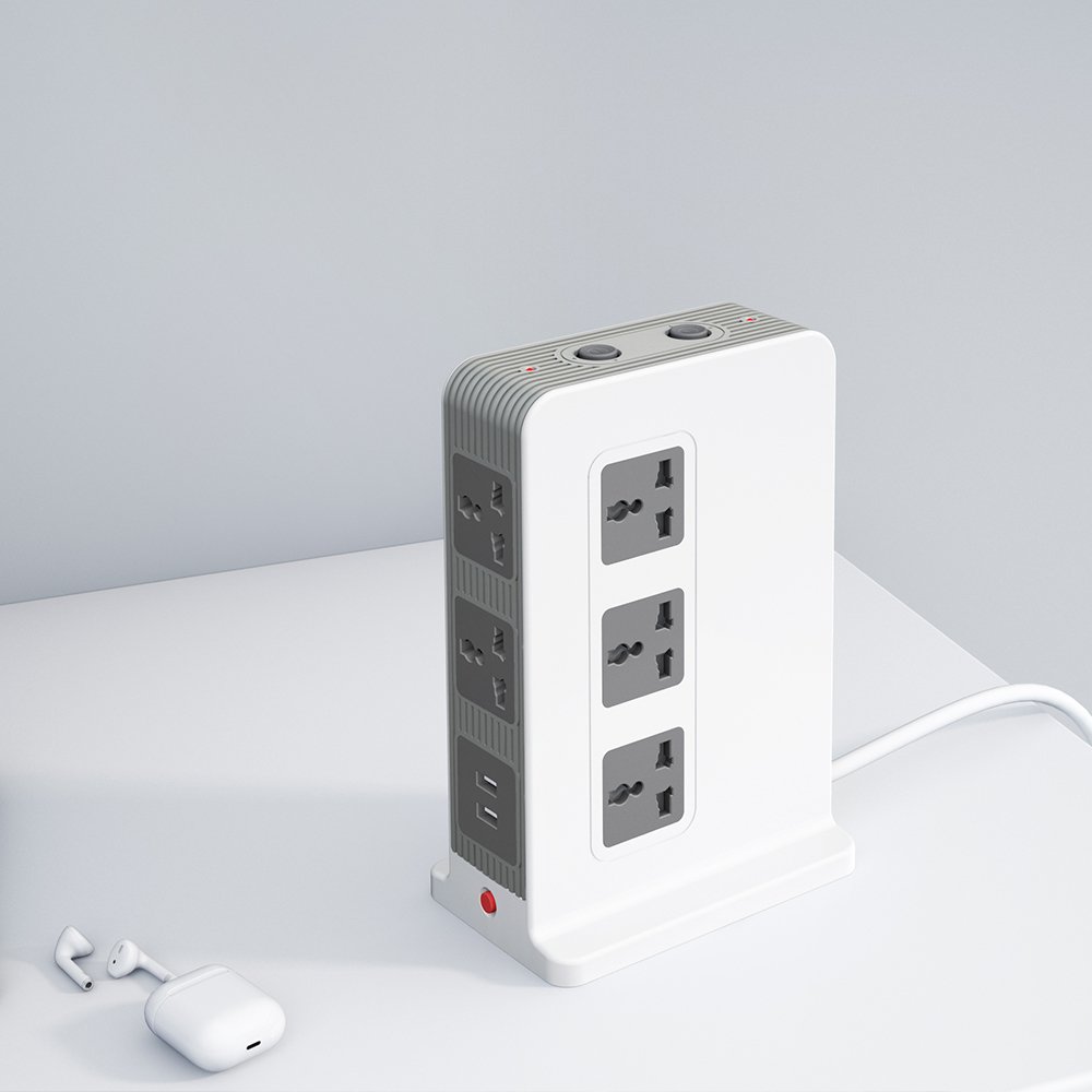 Ultra Thin Universal Power Strip Overload Protection Switch Vertical Tower Electric Multi Layer Plug Extension Board For Desktop