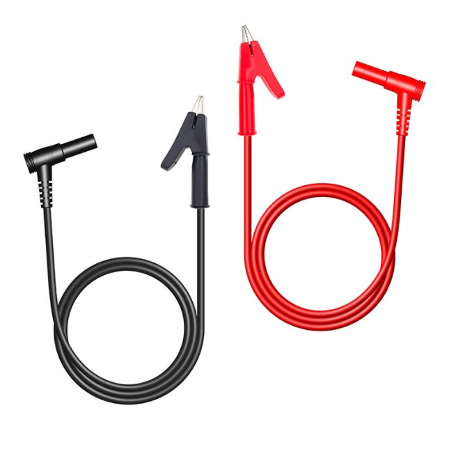 1000V 15A 18AWG 1M Alligator Clip to Right Angle 4mm Banana Plug Probe Test Cable 100CM MAX