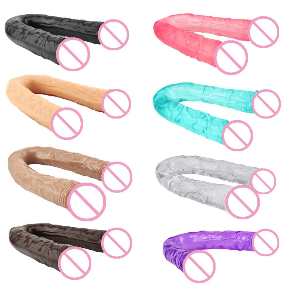 Double actual penis sex supplies 42cm flexible lesbian double penis Dix fake penis party anal vaginal g spot pleasure