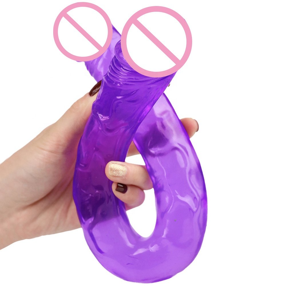 Double actual penis sex supplies 42cm flexible lesbian double penis Dix fake penis party anal vaginal g spot pleasure