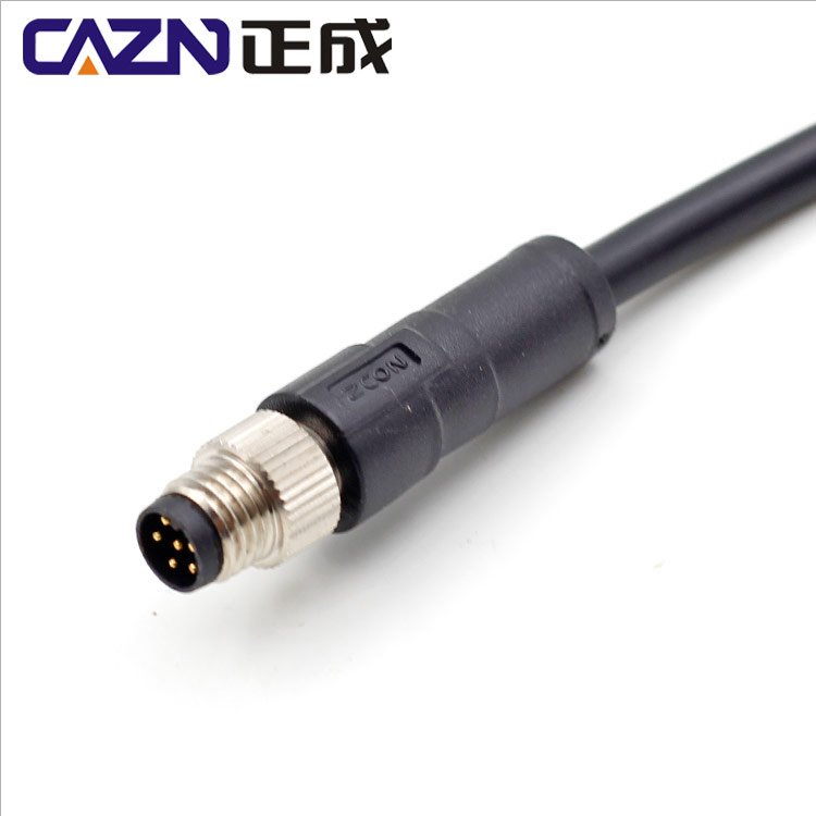 1 Meters M8 IP67 Shielded Moulded Plug Cable Leads PVC PUR 3 4 5 6 8 Pins Straight Angled Robotic Sensor Wiring Connectors