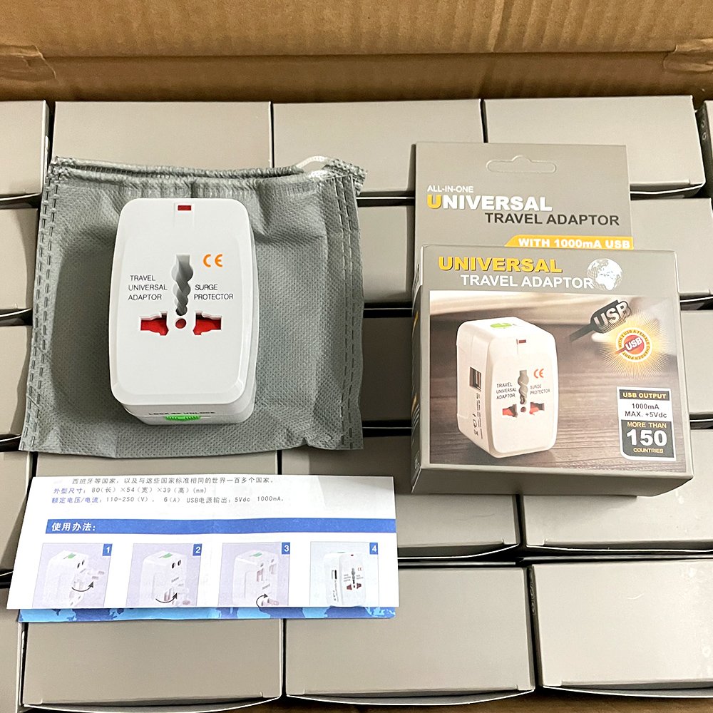 Global International All-in-One Travel Adapter Dual USB Charging Port for US EU UK Australia Universal Wall AC Power Plug