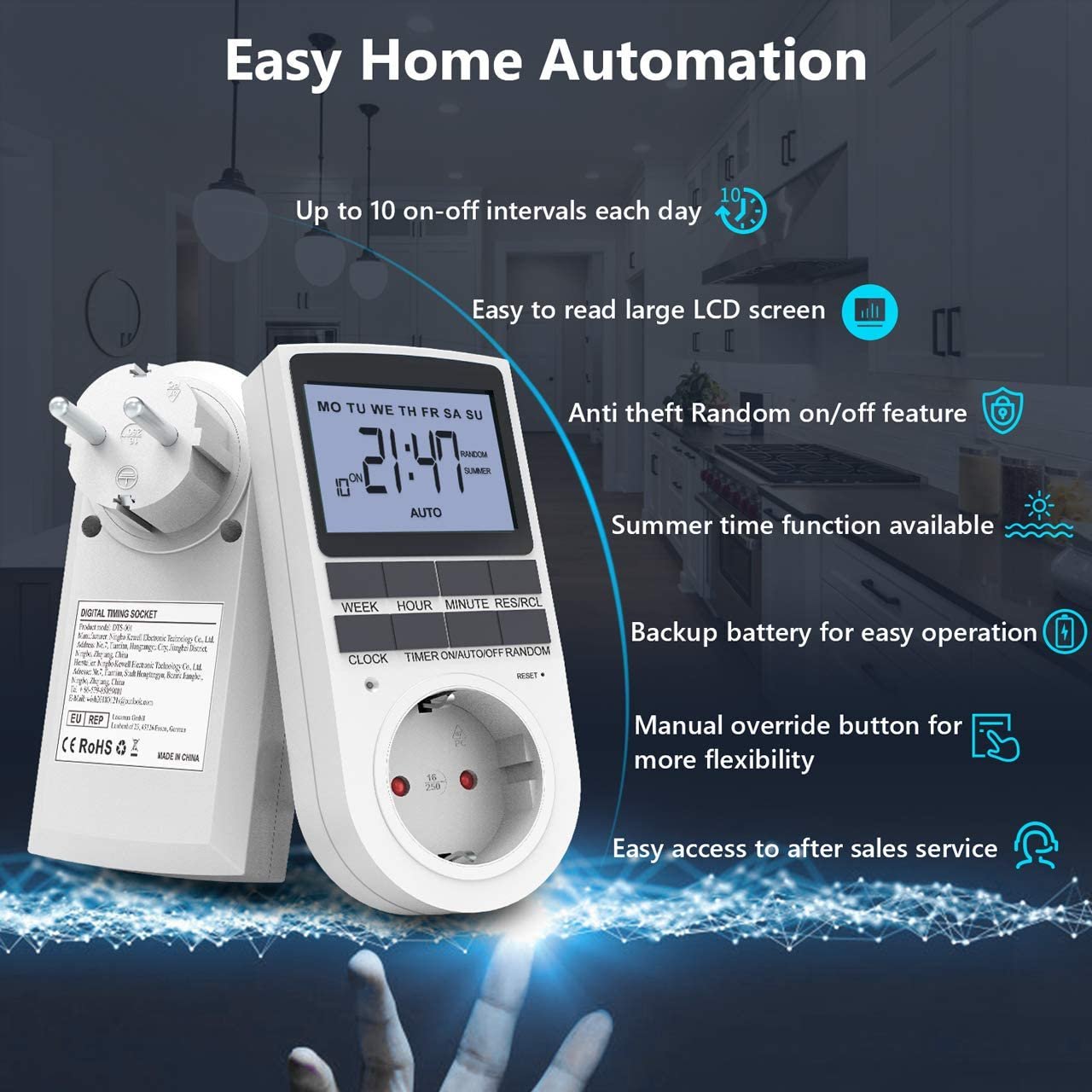EU/UK/US/AU Digital Light Timer Plug Outlet Timer Socket LCD Display Energy Saving Timer Socket