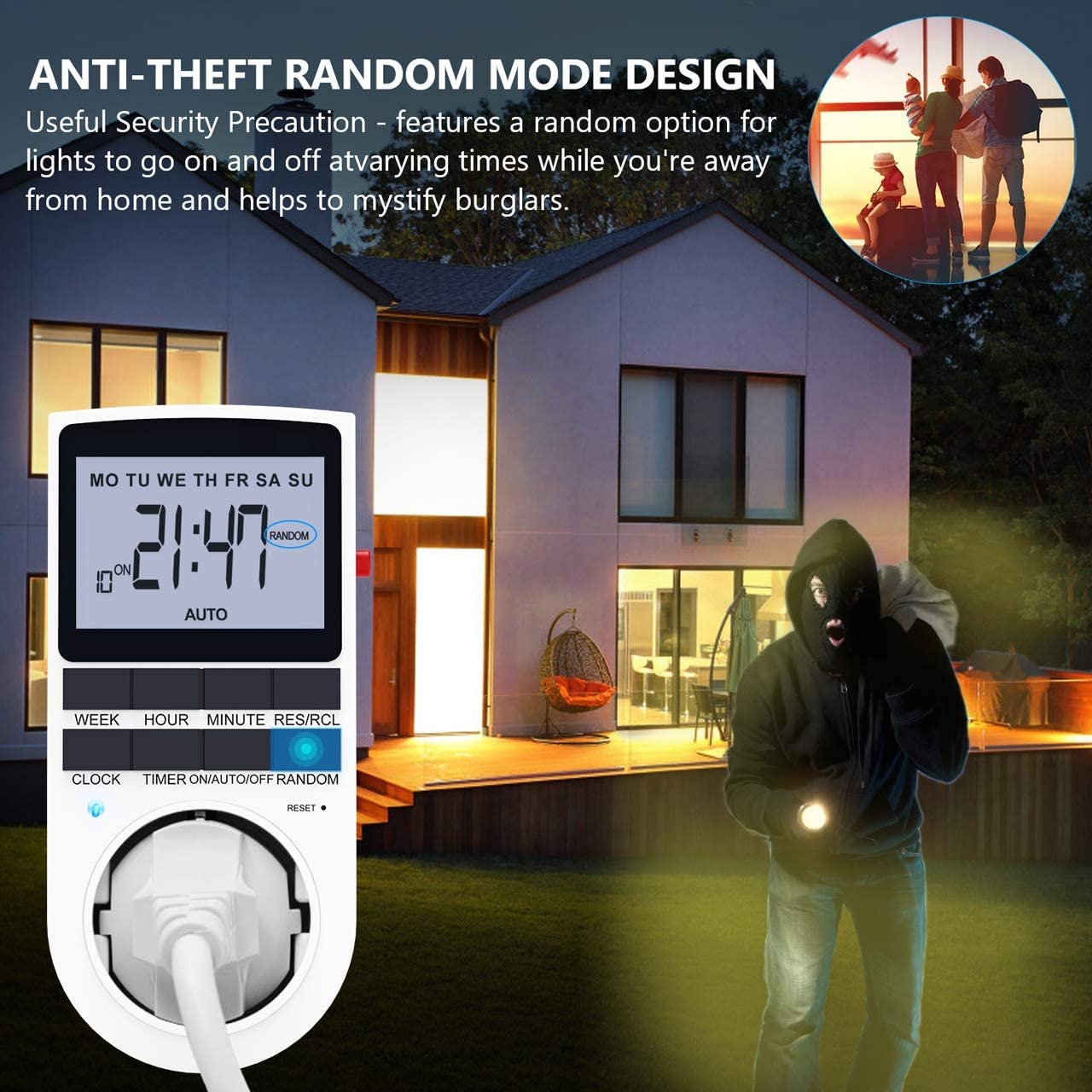 EU/UK/US/AU Digital Light Timer Plug Outlet Timer Socket LCD Display Energy Saving Timer Socket