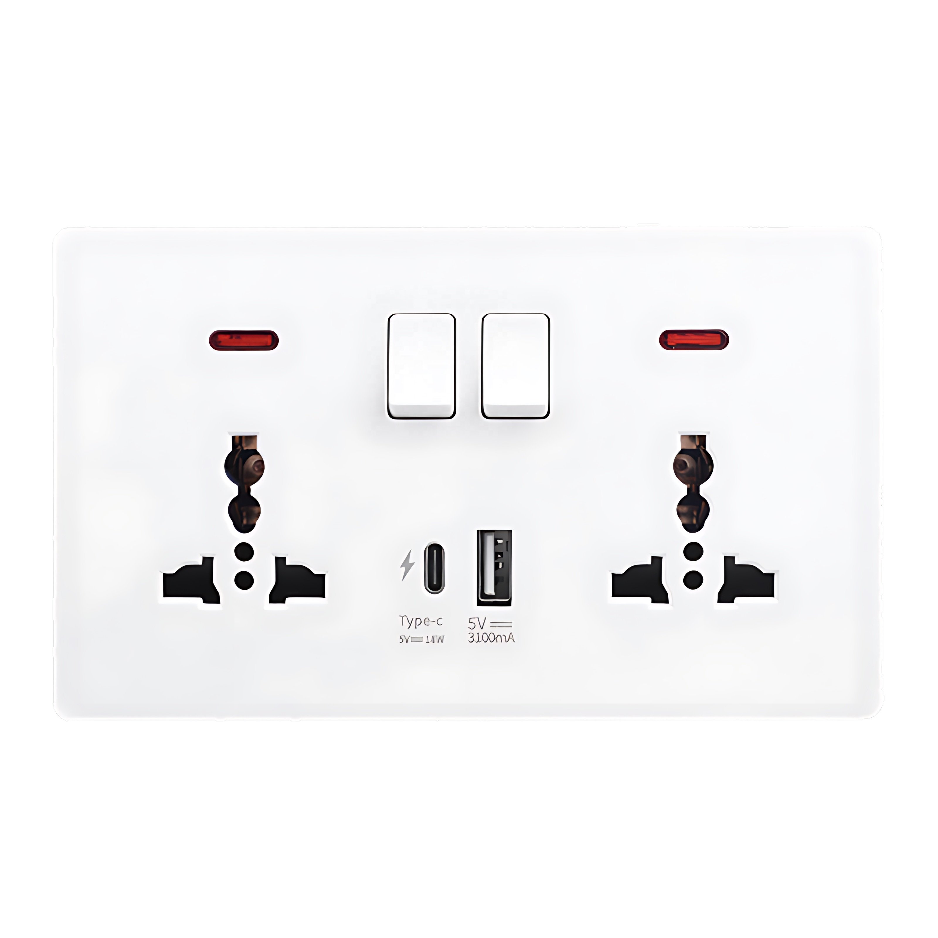 13A Dual Quick Charge, Switch control, 1A1C 5V USB Port Smart Power Outlet,18W Type C Fast charging Universal Wall Socket