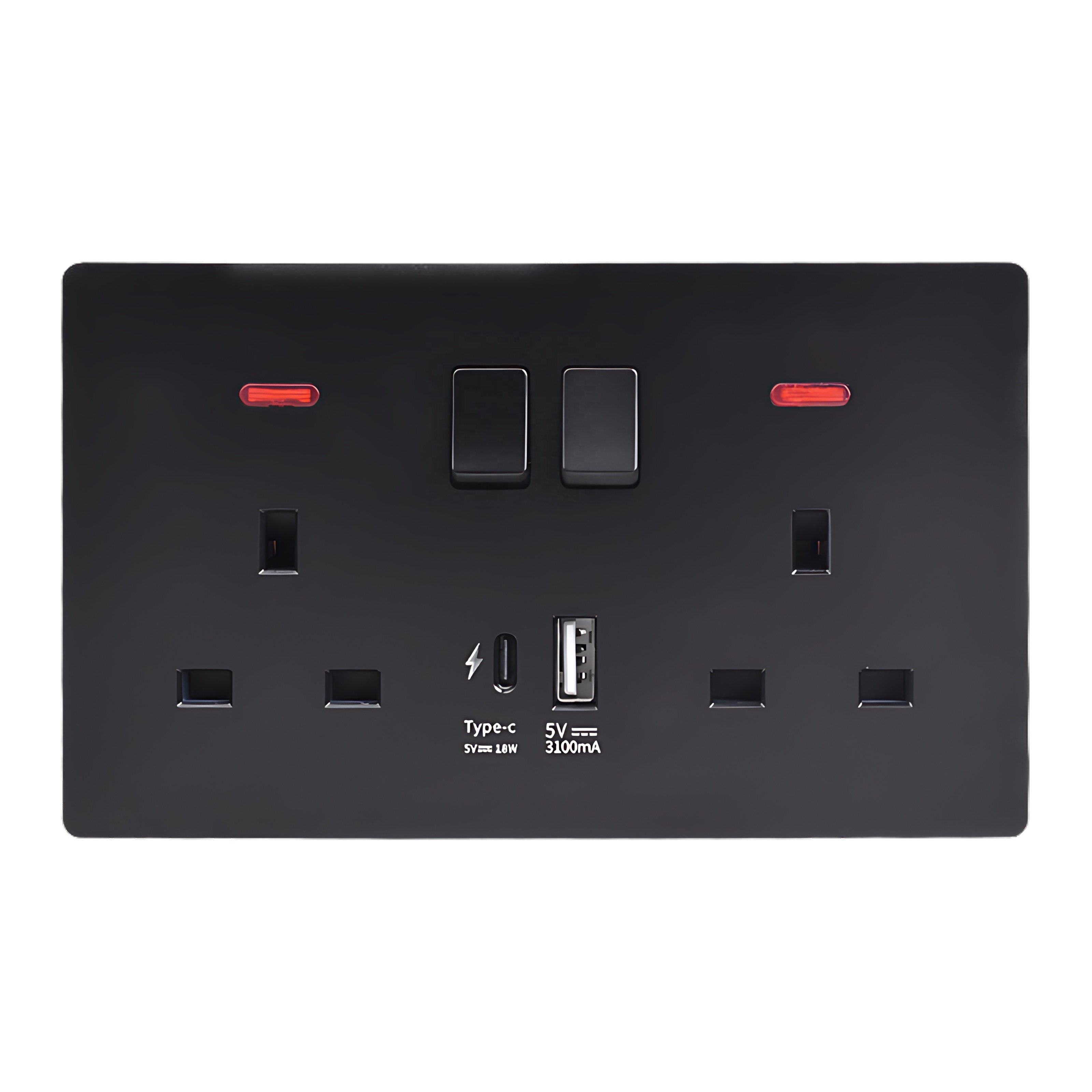 13A Dual Quick Charge, Switch control, 1A1C 5V USB Port Smart Power Outlet,18W Type C Fast charging Universal Wall Socket