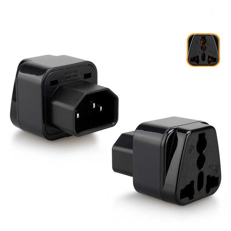 Universal Female to IEC C14 travel plug adapter for UPS/PDU Server, a Computer Host & More C13 Socket Equipment.