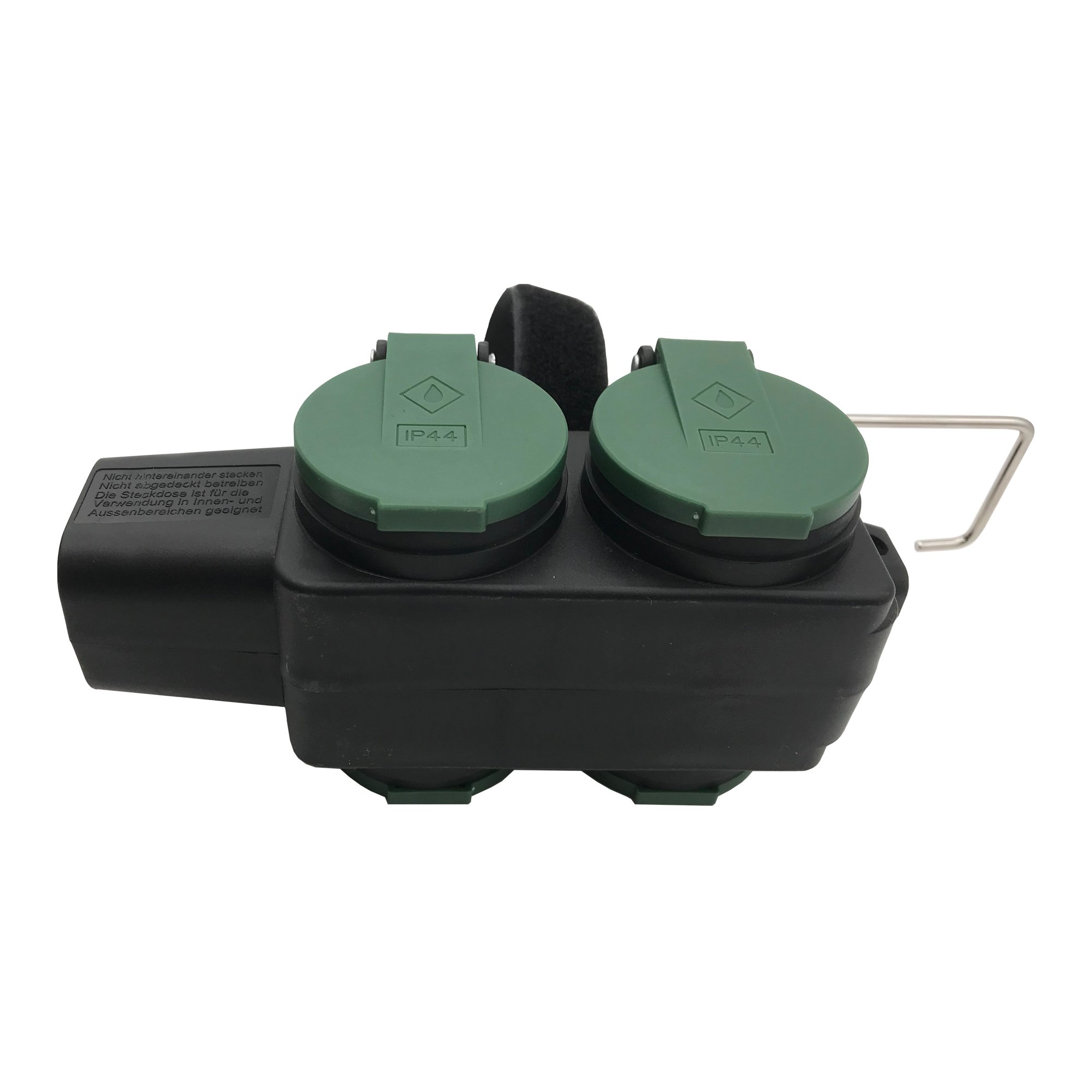 Plug Extension Cord Waterproof Outdoor Electrical Sockets with 4 Way IP44 European Germany 250V 16A with Hook Black Industrial