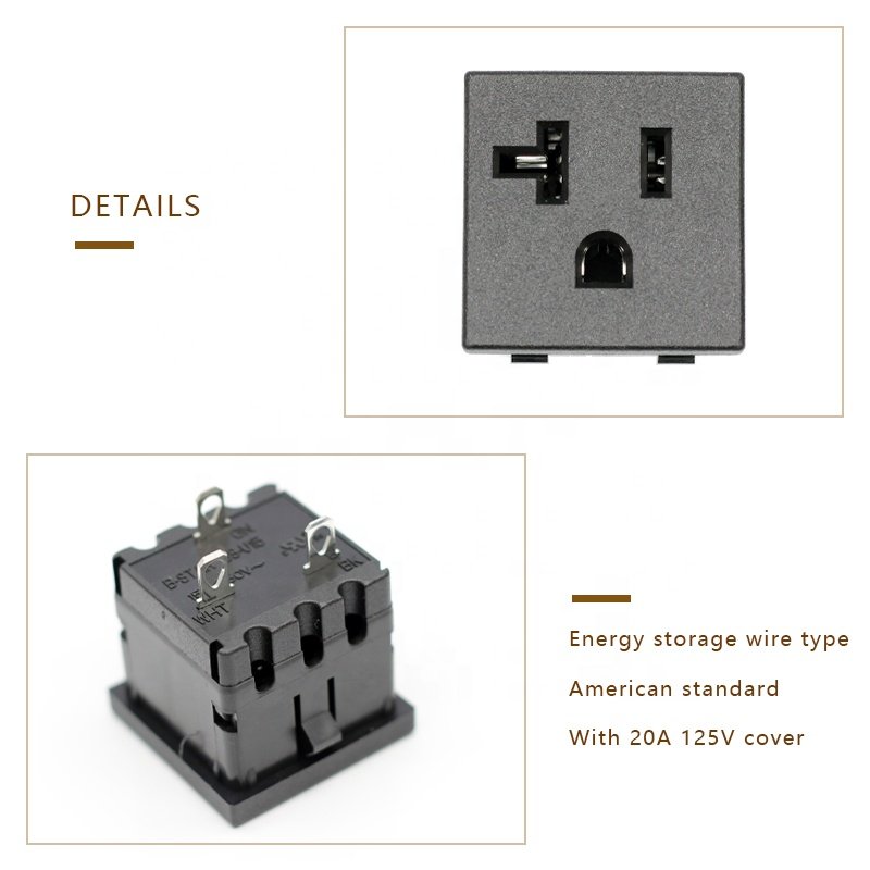 NEMA 5-20R 5-15R 20A US 3 Pins Power Socket Plug Panel Mount Type Female Connectors