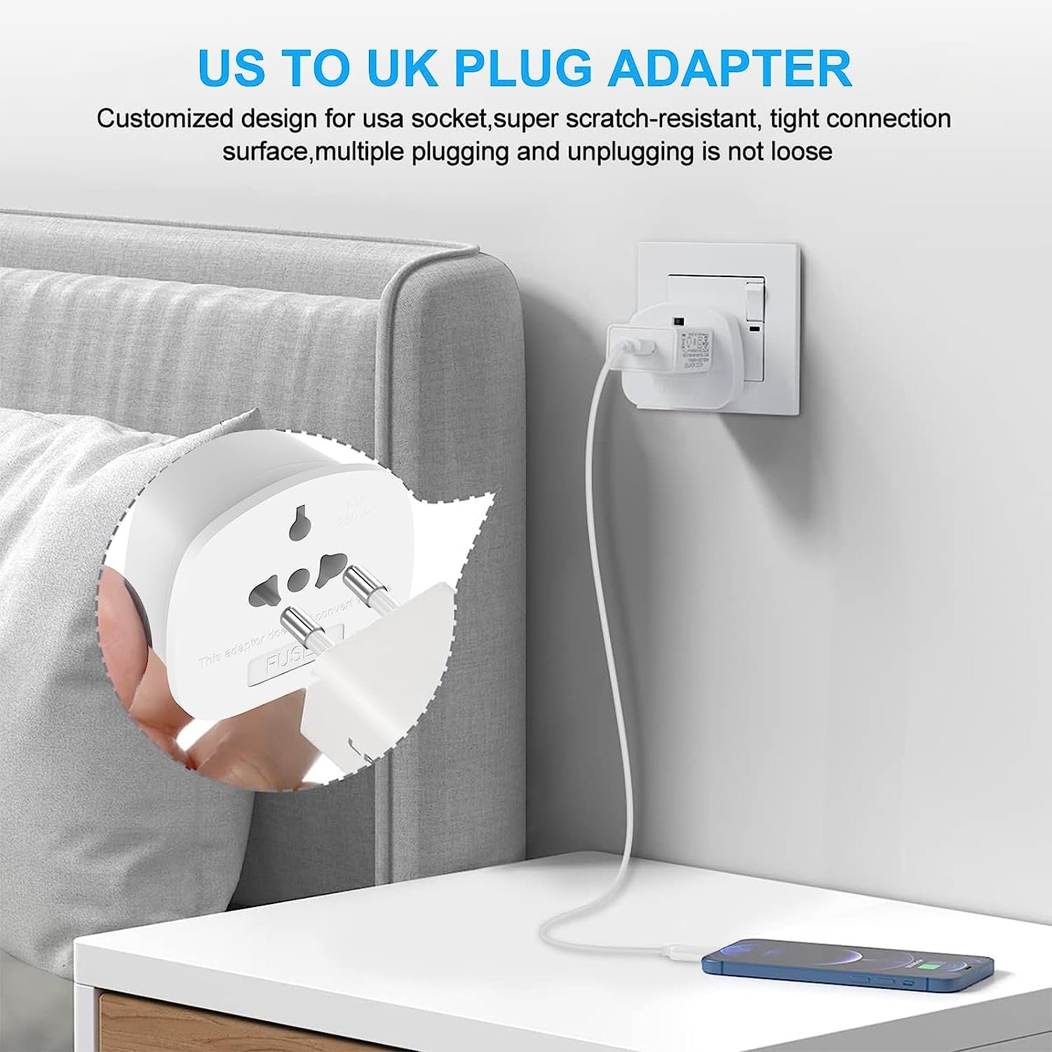Customization EU US to UK Type G plug converter 13A white travel plug for UK plug adapter