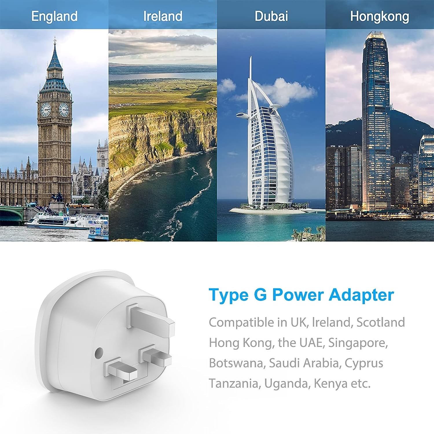 Customization EU US to UK Type G plug converter 13A white travel plug for UK plug adapter