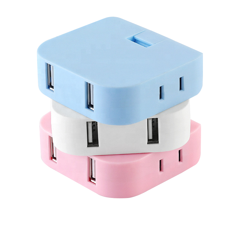 cantell US Plug 180 Degree Rotatable Socket with usb Converter 3 in 1 US Extension Plug Multi-Plug Mini Outlet Adapter Sockets