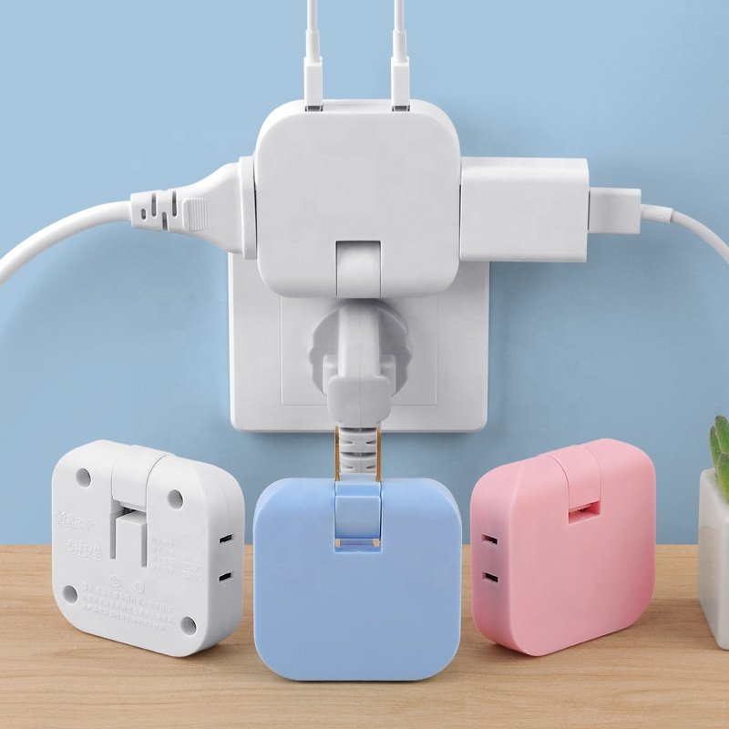 cantell US Plug 180 Degree Rotatable Socket with usb Converter 3 in 1 US Extension Plug Multi-Plug Mini Outlet Adapter Sockets