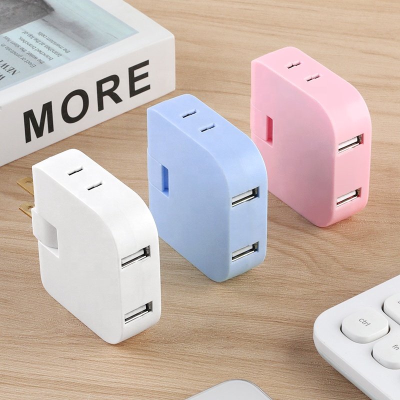 cantell US Plug 180 Degree Rotatable Socket with usb Converter 3 in 1 US Extension Plug Multi-Plug Mini Outlet Adapter Sockets