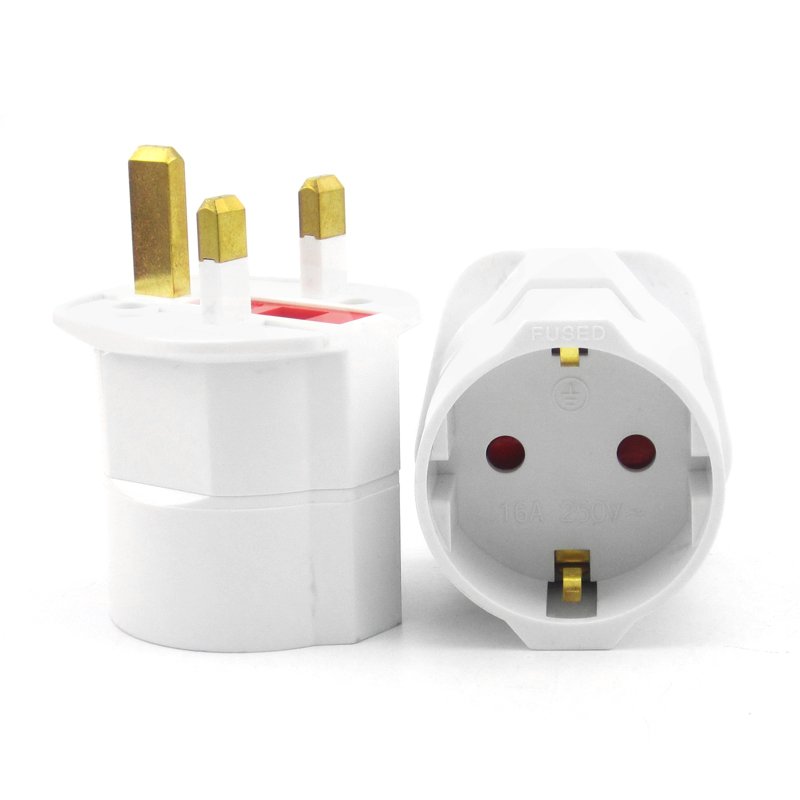 EU to UK Plug Adapter 13 Amp Schuko European Europe Euro for visitors to UK Socket Converter Travel Adaptor by Leishen