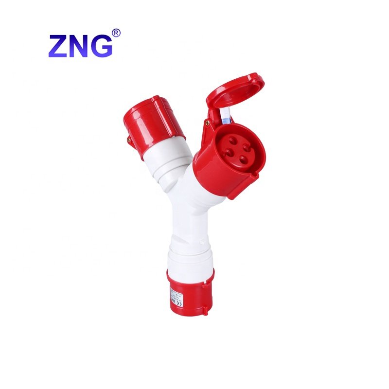 4 Pin 400V 32A Industrial Plug With Socket 2 Way Industrial Adapter Splitter