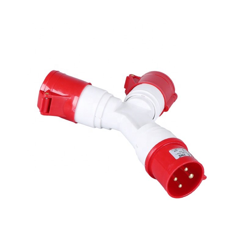 4 Pin 400V 32A Industrial Plug With Socket 2 Way Industrial Adapter Splitter