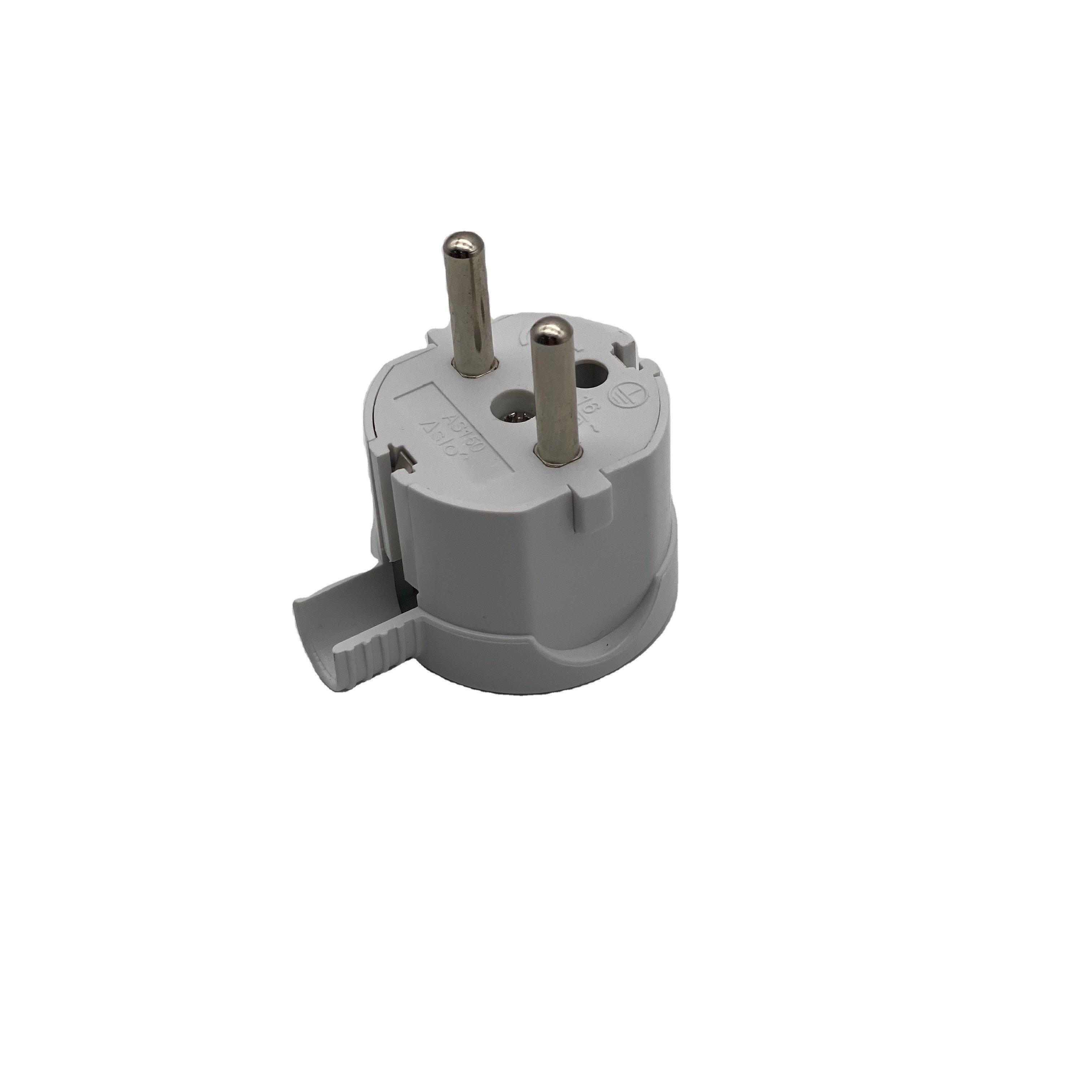 High Quality Electricity Plugs German French Plug 2 Pin 16A 4.8mm2 Power plug without wire White