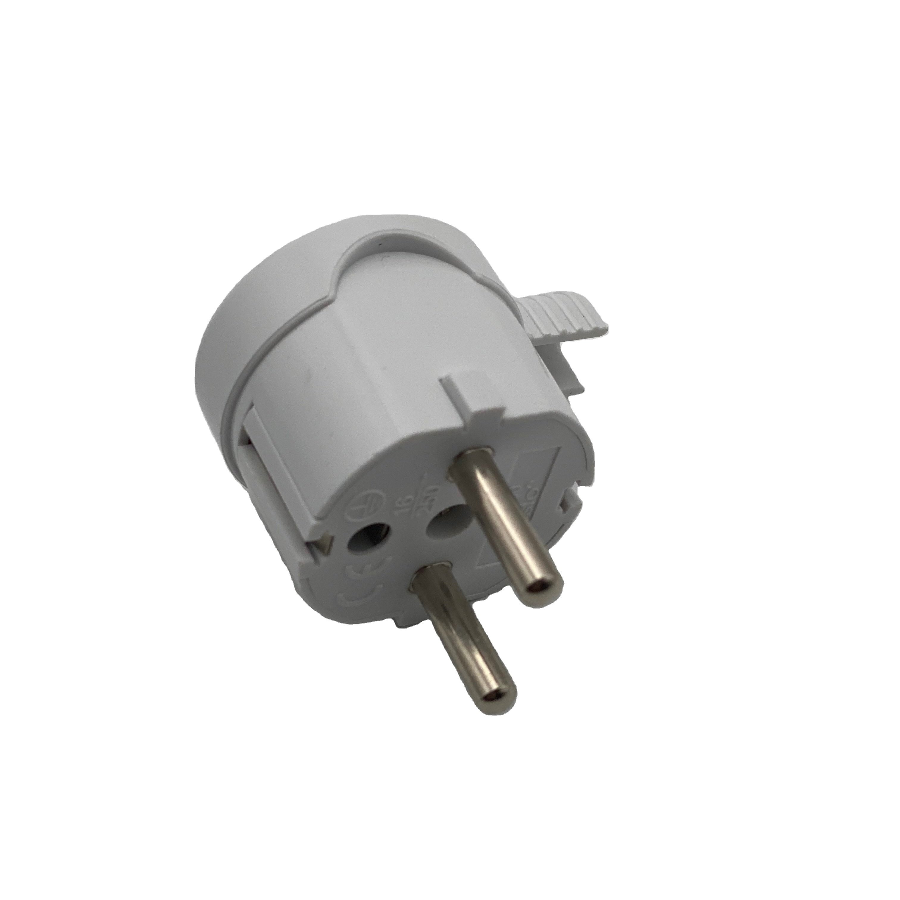 High Quality Electricity Plugs German French Plug 2 Pin 16A 4.8mm2 Power plug without wire White