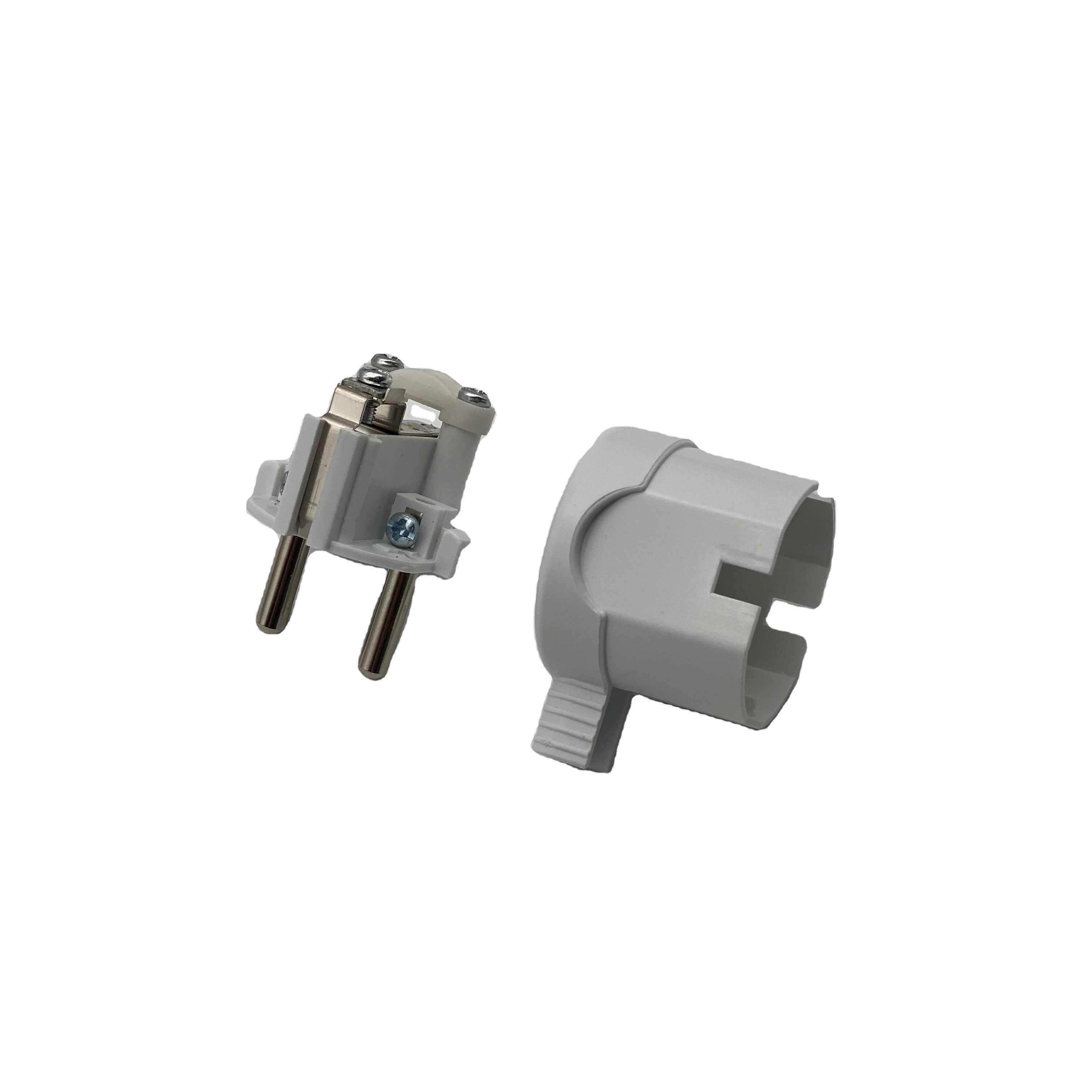 High Quality Electricity Plugs German French Plug 2 Pin 16A 4.8mm2 Power plug without wire White