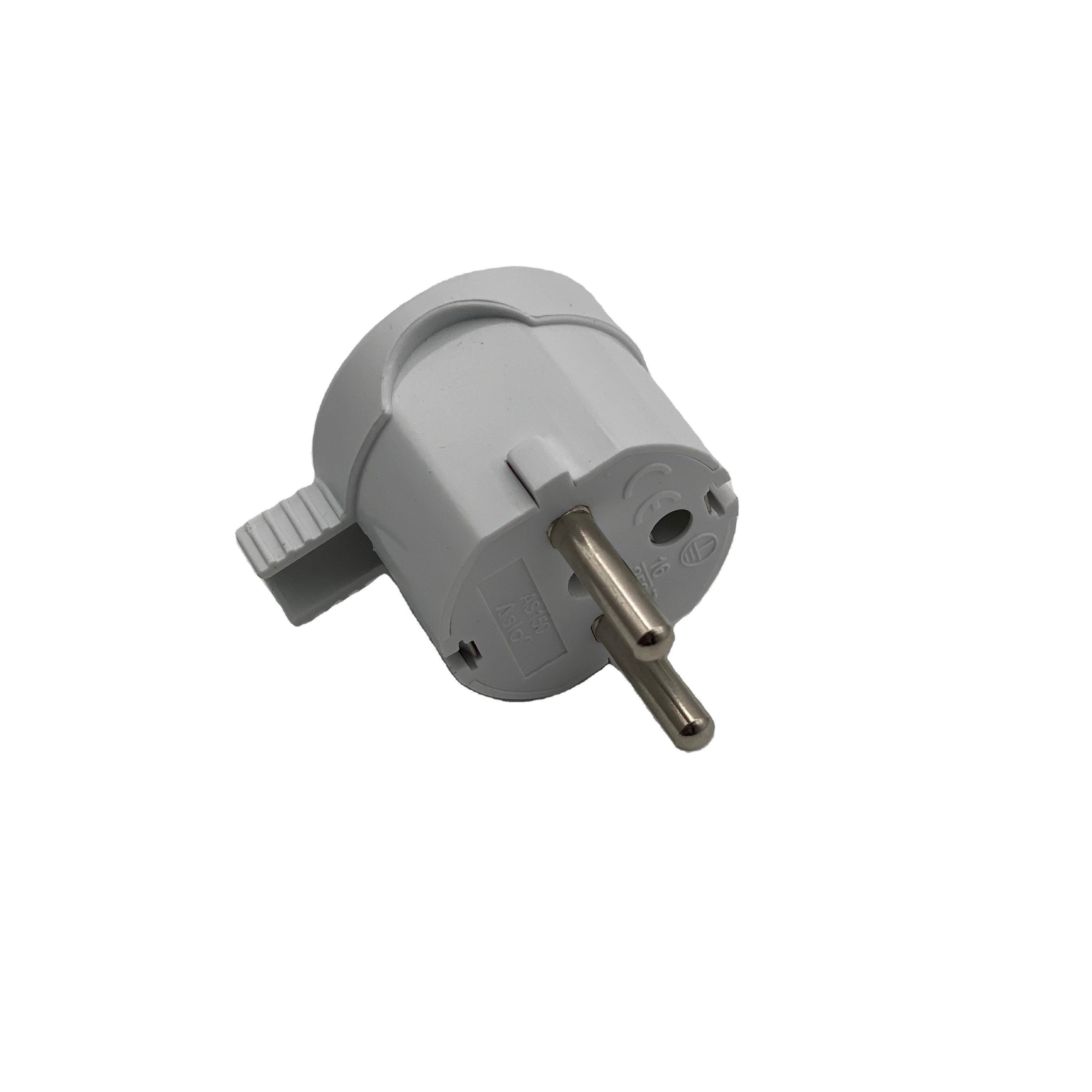 High Quality Electricity Plugs German French Plug 2 Pin 16A 4.8mm2 Power plug without wire White