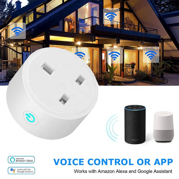 TUYA 16A Mini Smart Wifi Plug UK Alexa Voice Smart Life App Remote Control British Standard 240V AC Customized Outlet Support