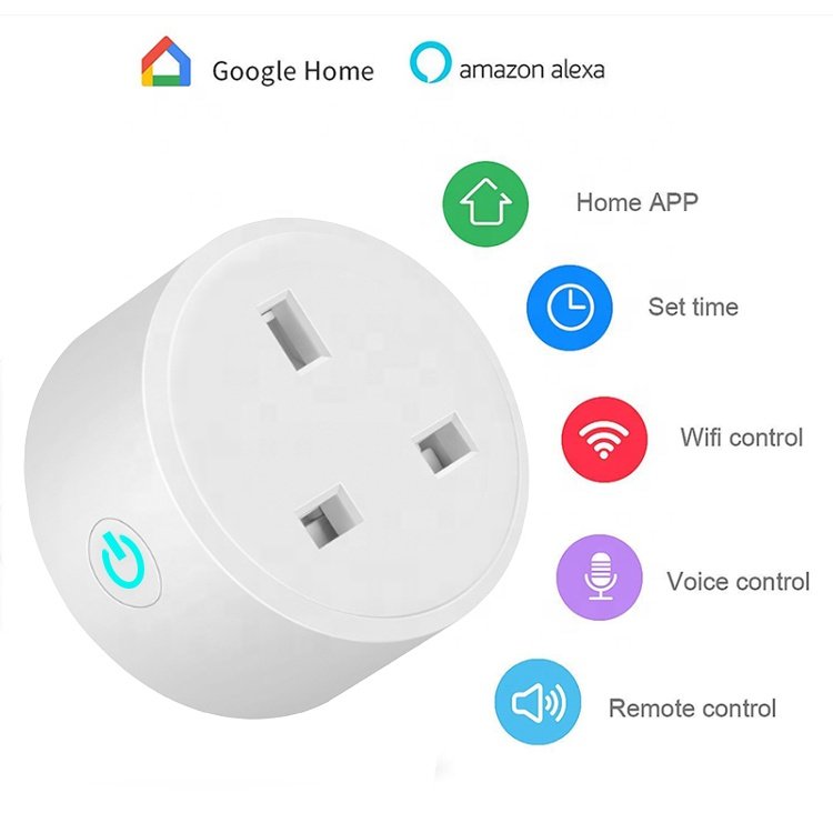 TUYA 16A Mini Smart Wifi Plug UK Alexa Voice Smart Life App Remote Control British Standard 240V AC Customized Outlet Support