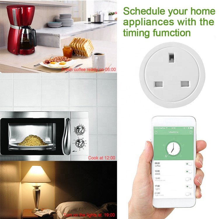 TUYA 16A Mini Smart Wifi Plug UK Alexa Voice Smart Life App Remote Control British Standard 240V AC Customized Outlet Support