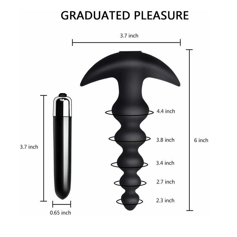 10 frequencies Soft Silicone Black Super Long Anal Vibrator Plug Butt Plug for Gay