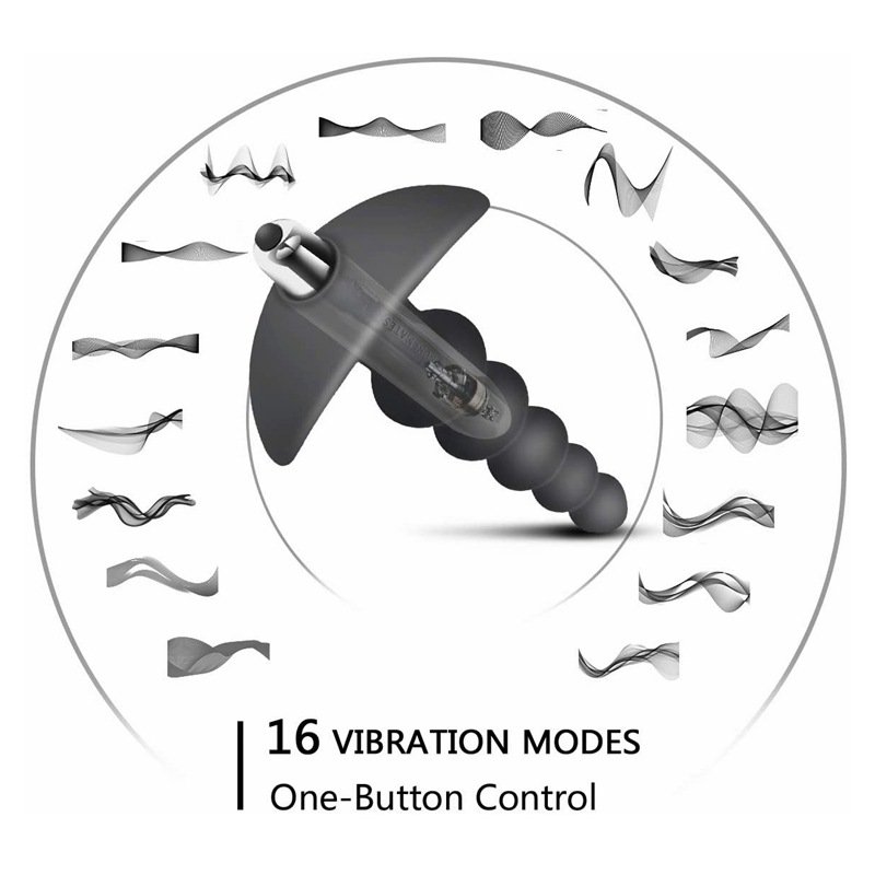 10 frequencies Soft Silicone Black Super Long Anal Vibrator Plug Butt Plug for Gay