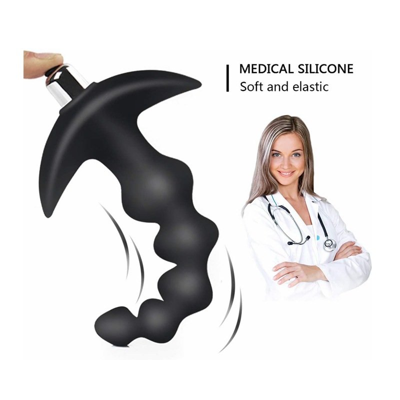 10 frequencies Soft Silicone Black Super Long Anal Vibrator Plug Butt Plug for Gay