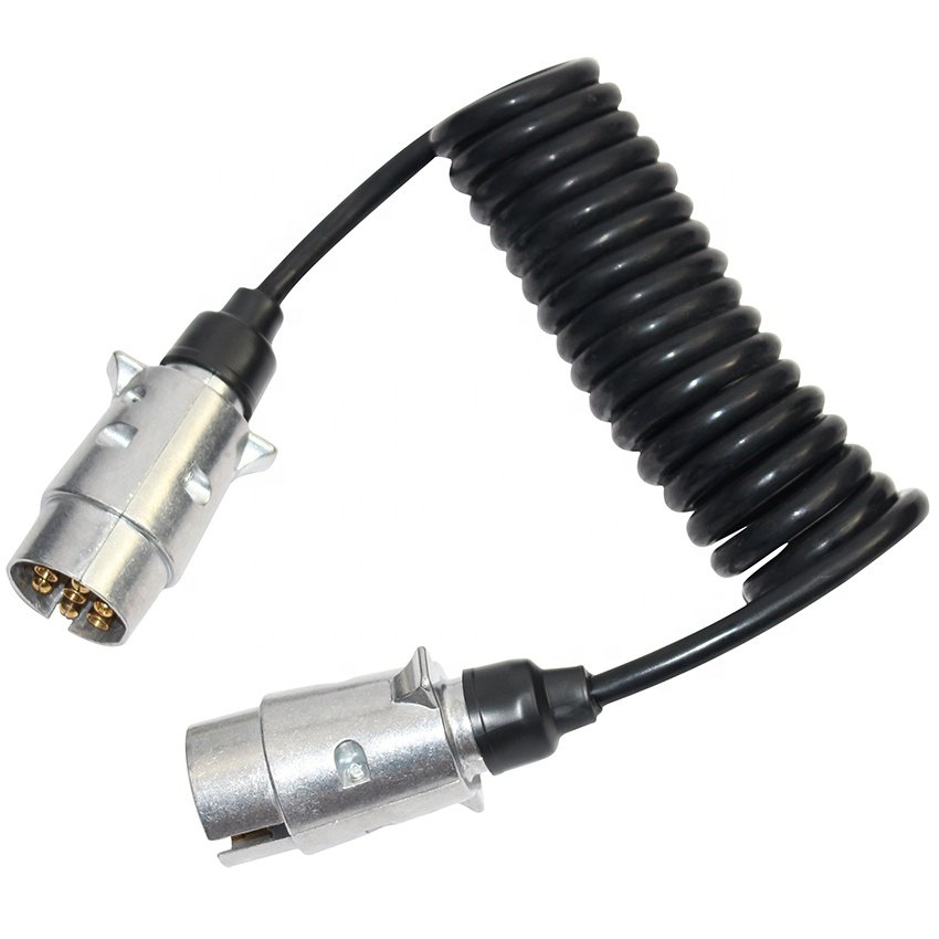Heavy Duty Trailer Spiral Cable With Cable Car End Connect 12v Auto Trailer Connector Plugs 3.5M