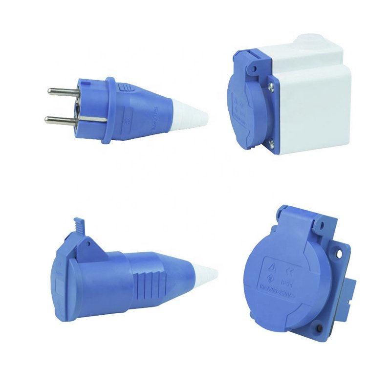 SCHUKO Waterproof 16A EU 2P+E Industrial Plug Concealed Wall Surface Mounted Socket