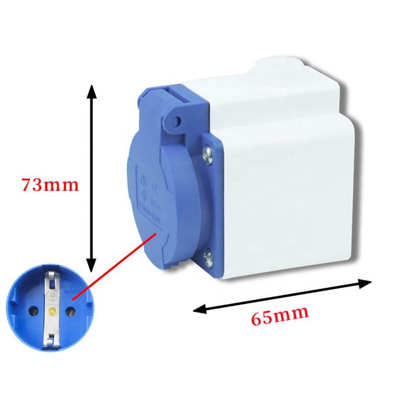 SCHUKO Waterproof 16A EU 2P+E Industrial Plug Concealed Wall Surface Mounted Socket