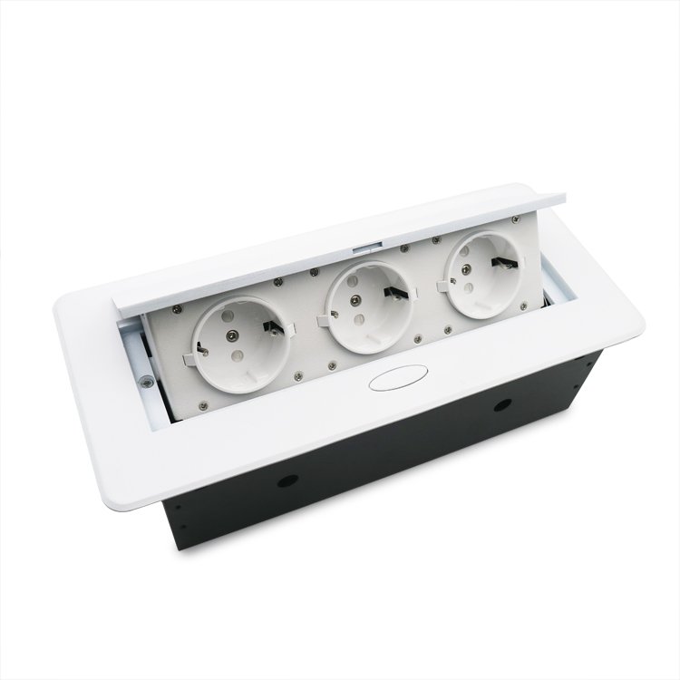 12A EU Standard 225*110*66mm Bottom Size Zinc alloy cuboid conference room Worktop Plug Socket