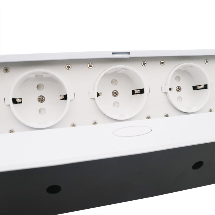 12A EU Standard 225*110*66mm Bottom Size Zinc alloy cuboid conference room Worktop Plug Socket