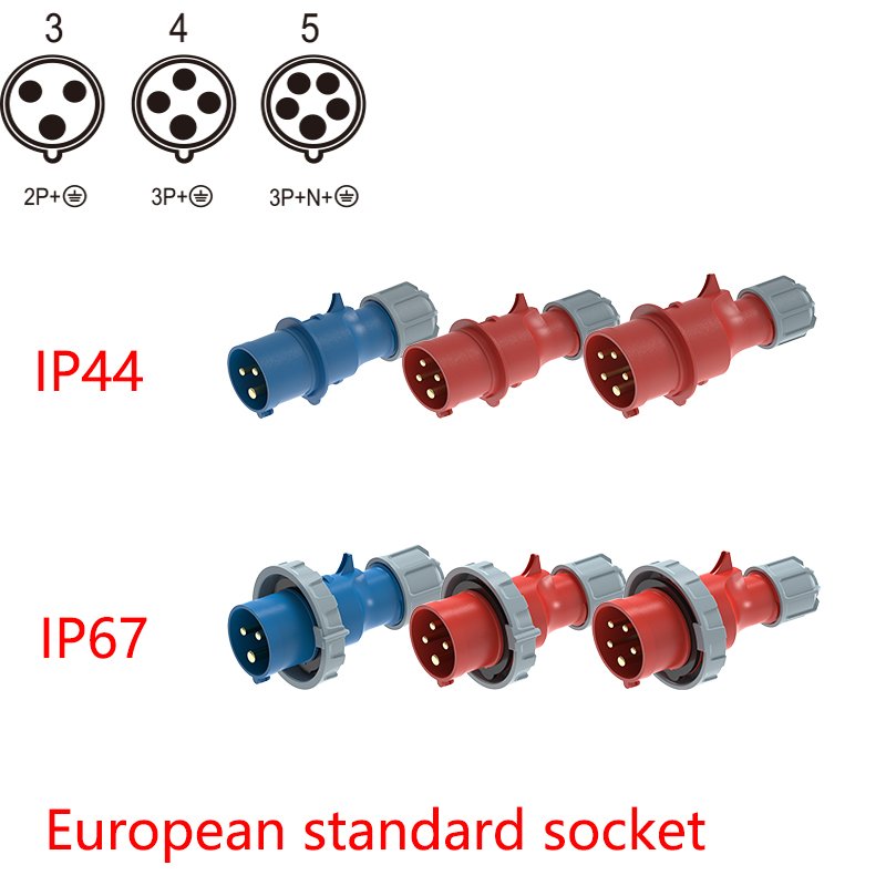 KRIPAL UKS3-A IP67 Waterproof industrial electrical plug and socket connector 3pin 4pin 5pin 32amp CEE socket European st