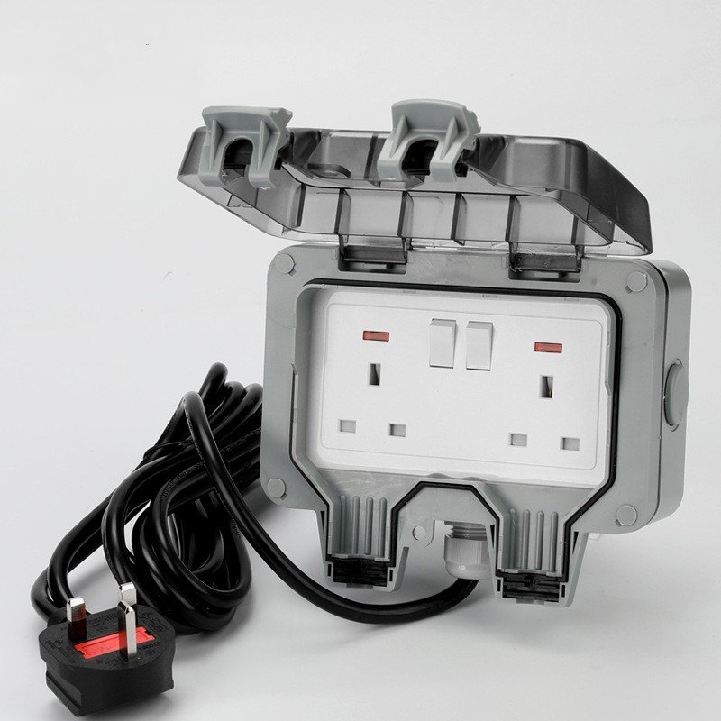 British standard outdoor IP66 dustproof and waterproof strip switch 13A switch socket